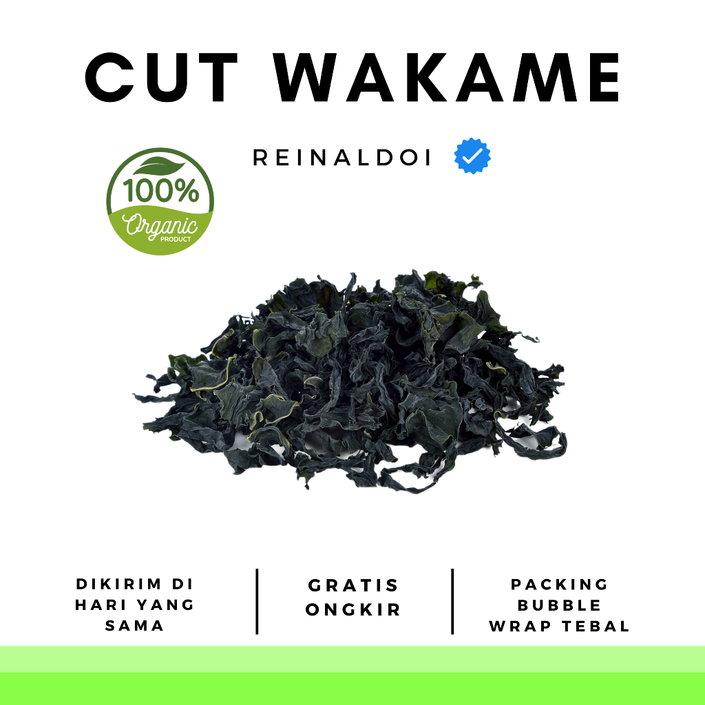 

Cut Wakame Japanese Seaweed Rumput Laut Kering 100 GR