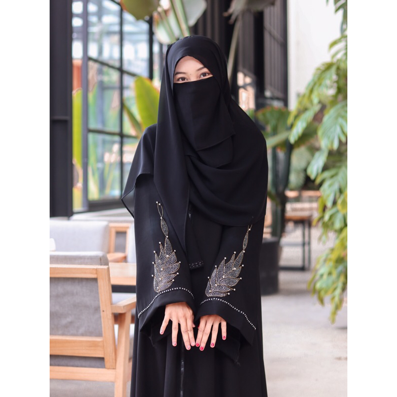 Abaya airis satu set (abaya pasmina cadar)