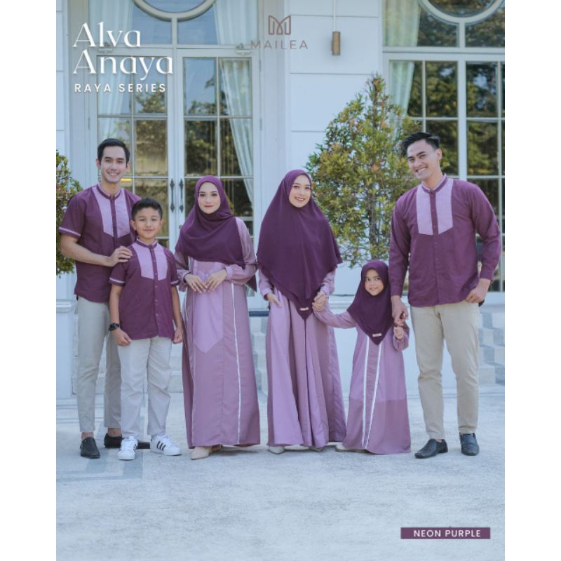 Alva Anaya Family set by Mailea sarimbit lebaran 2024 couple muslim gamis koko anak dewasa (pre orde
