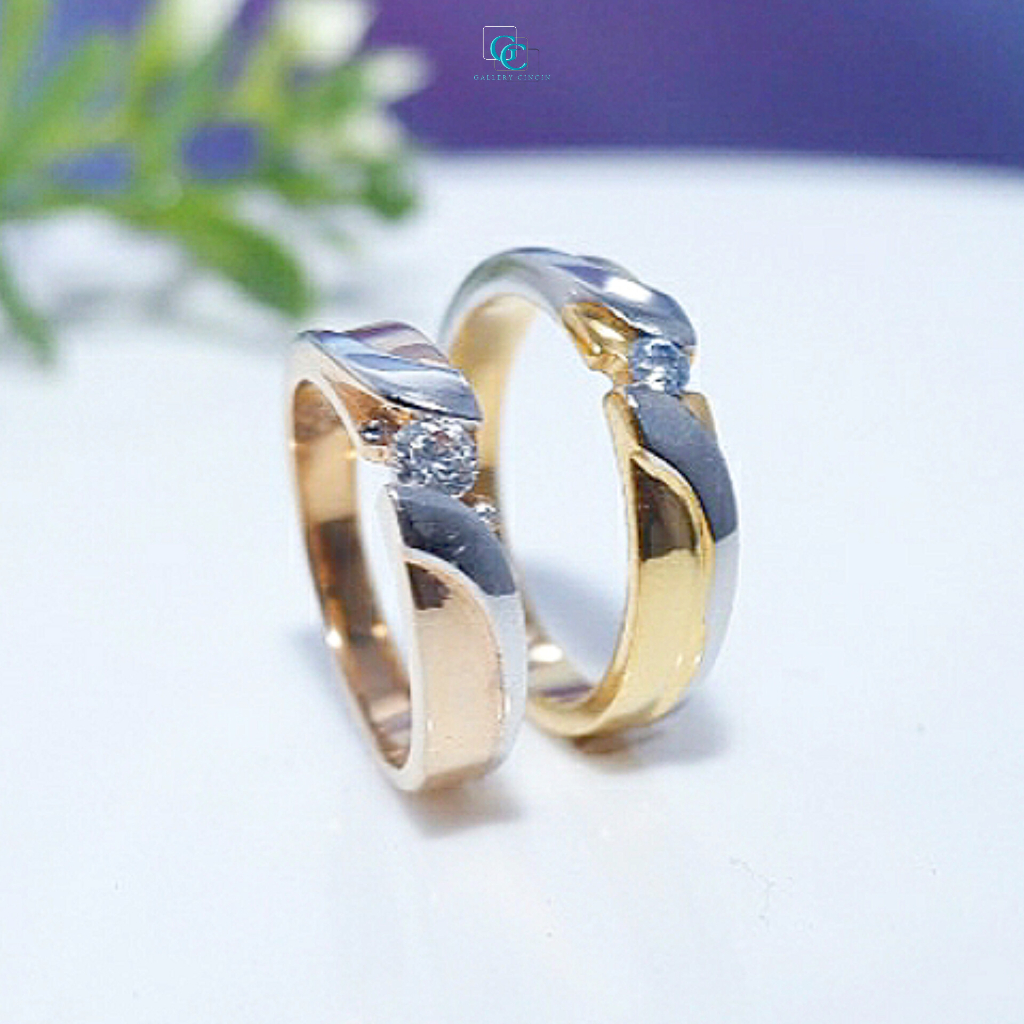 Cincin kawin perak couple berlian moissanite tunangan 231