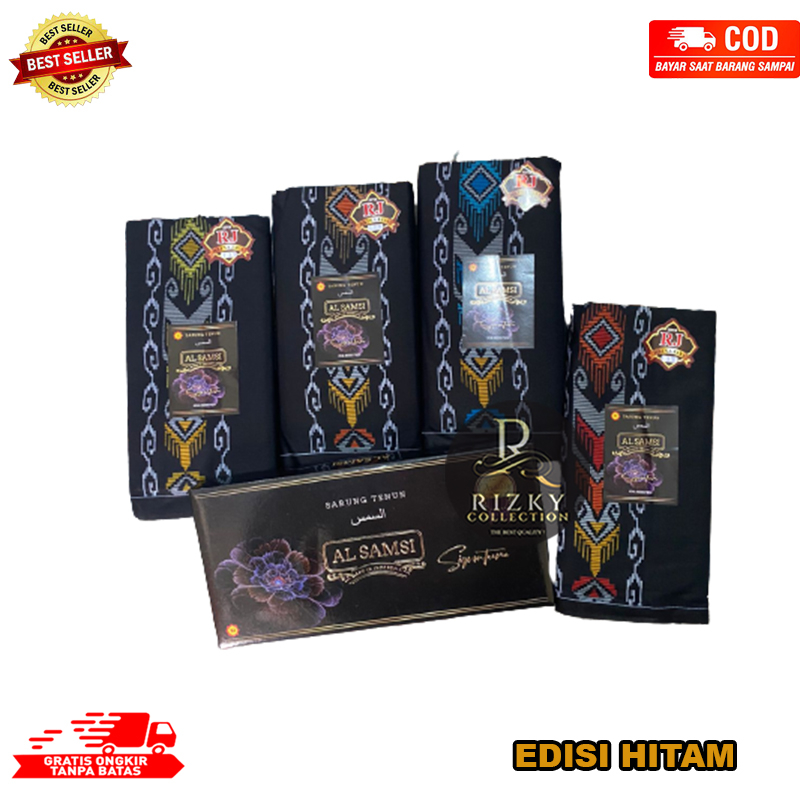 SARUNG AL SAMSI SIGNATURE KUALITAS PREMIUM/ SARUNG PRIA AL SAMSI MOTIF BHS EDISI HITAM