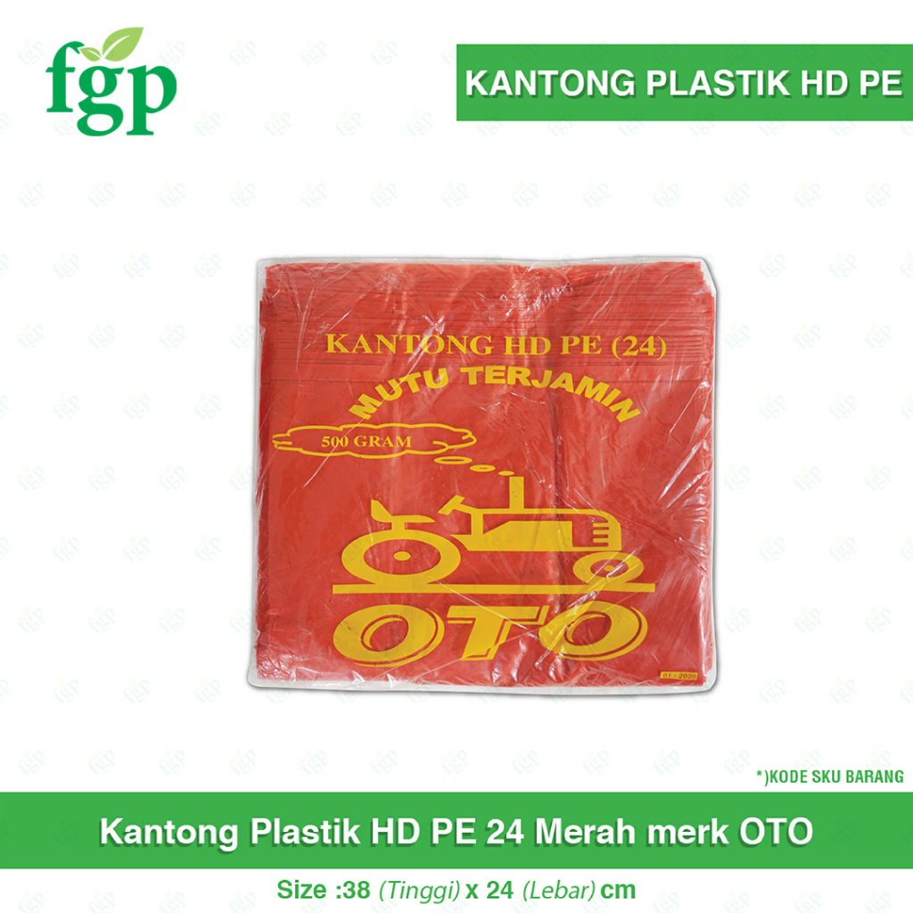 Kantong Plastik Kresek HD OTO Merah Uk 38x24 cm
