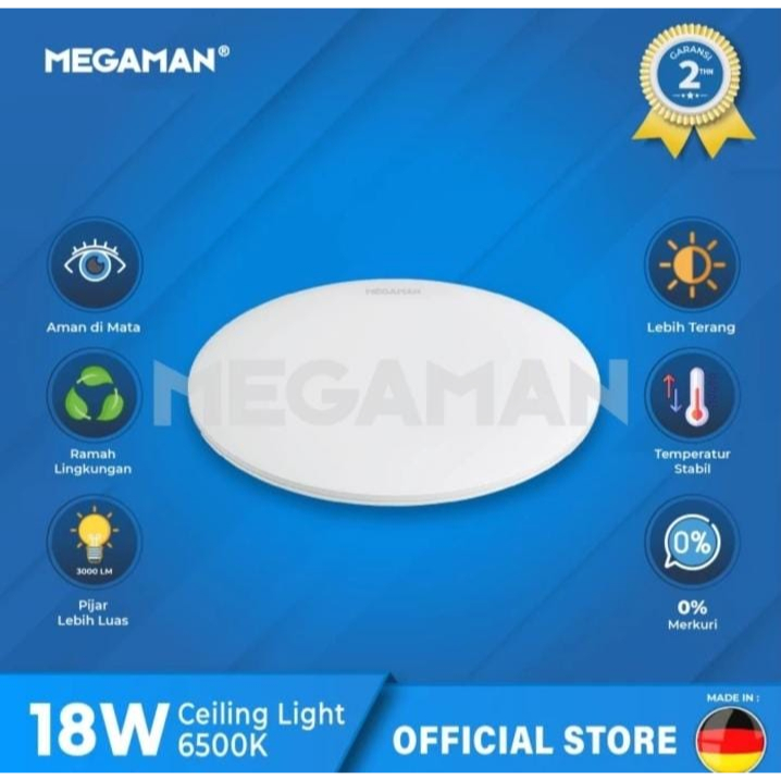 MEGAMAN LAMPU LED CEILING 18W LAMPU LED BULAT OUTBOW