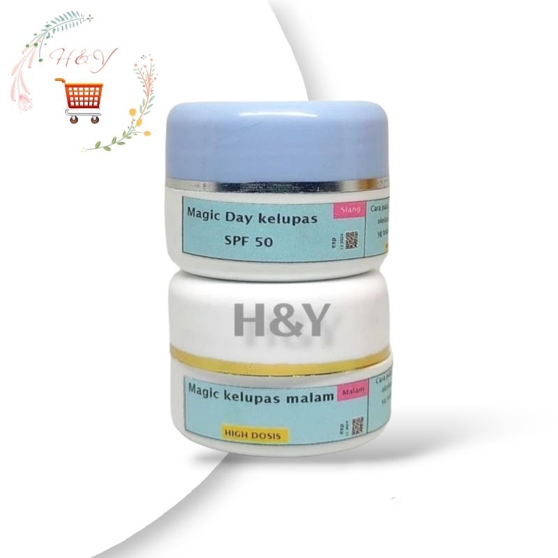 CREAM MAGIC DAY SPF 50 + CREAM KELUPAS MALAM WHITENING / CREAM FLEK / CREAM JERAWAT