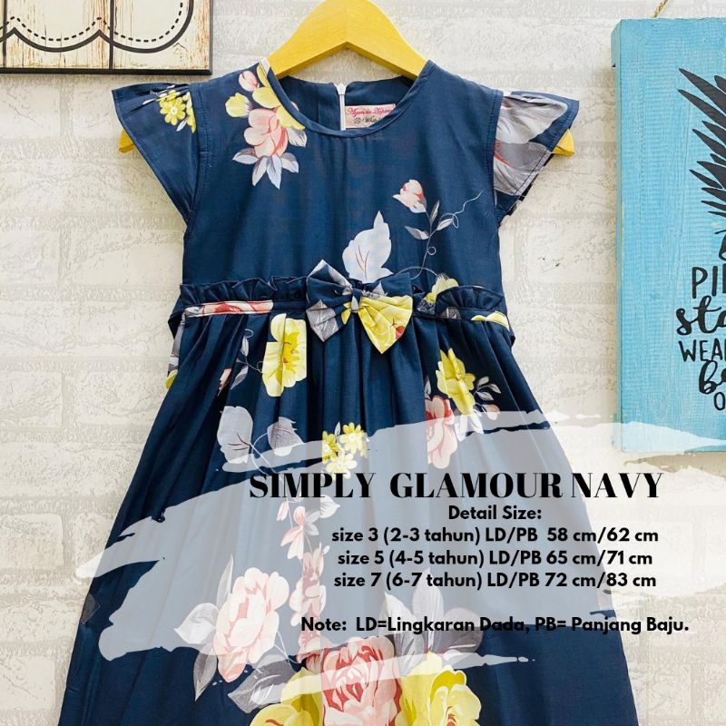 WHITELILY - Simply Glamour Navy - Dress Anak Perempuan 2-7 Tahun