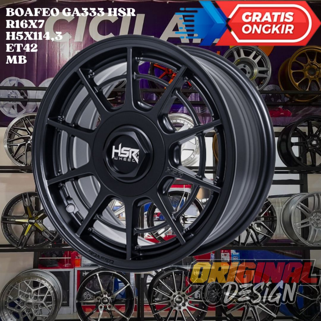 Velg Mobil Luxio , Civic , Voxy , Biante , HSR BOAFEO Ring 16 R16 Black