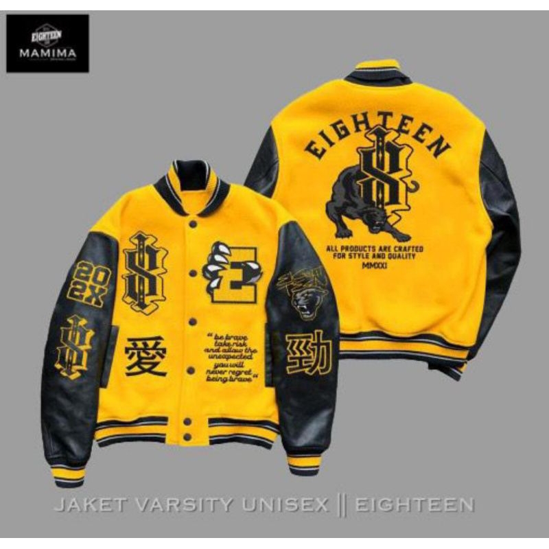 JAKET VARSITY BASEBALL UNISEX TANGAN KULIT OSCAR MOTIF FULL BORDIR