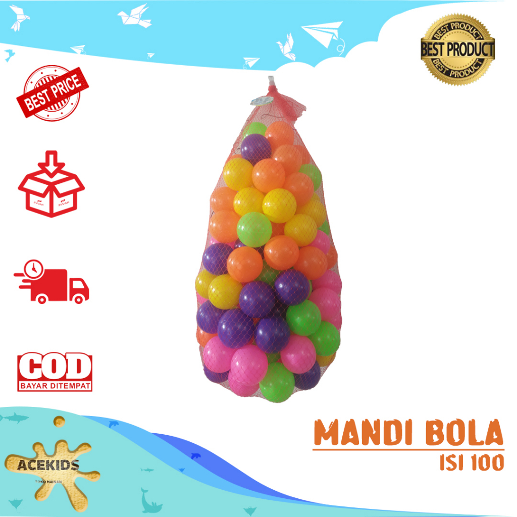Mandi Bola Anak Isi Kolam Bola Satu Pack Bola Plastik Untuk Mandi Bola Isi 100Pcs Warna Cerah - SH25