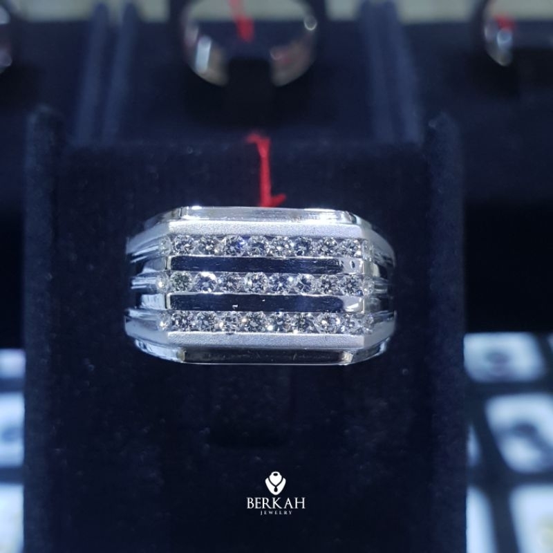 Cincin Pria Perak Palladium Berlian Eropa Asli Berkualitas