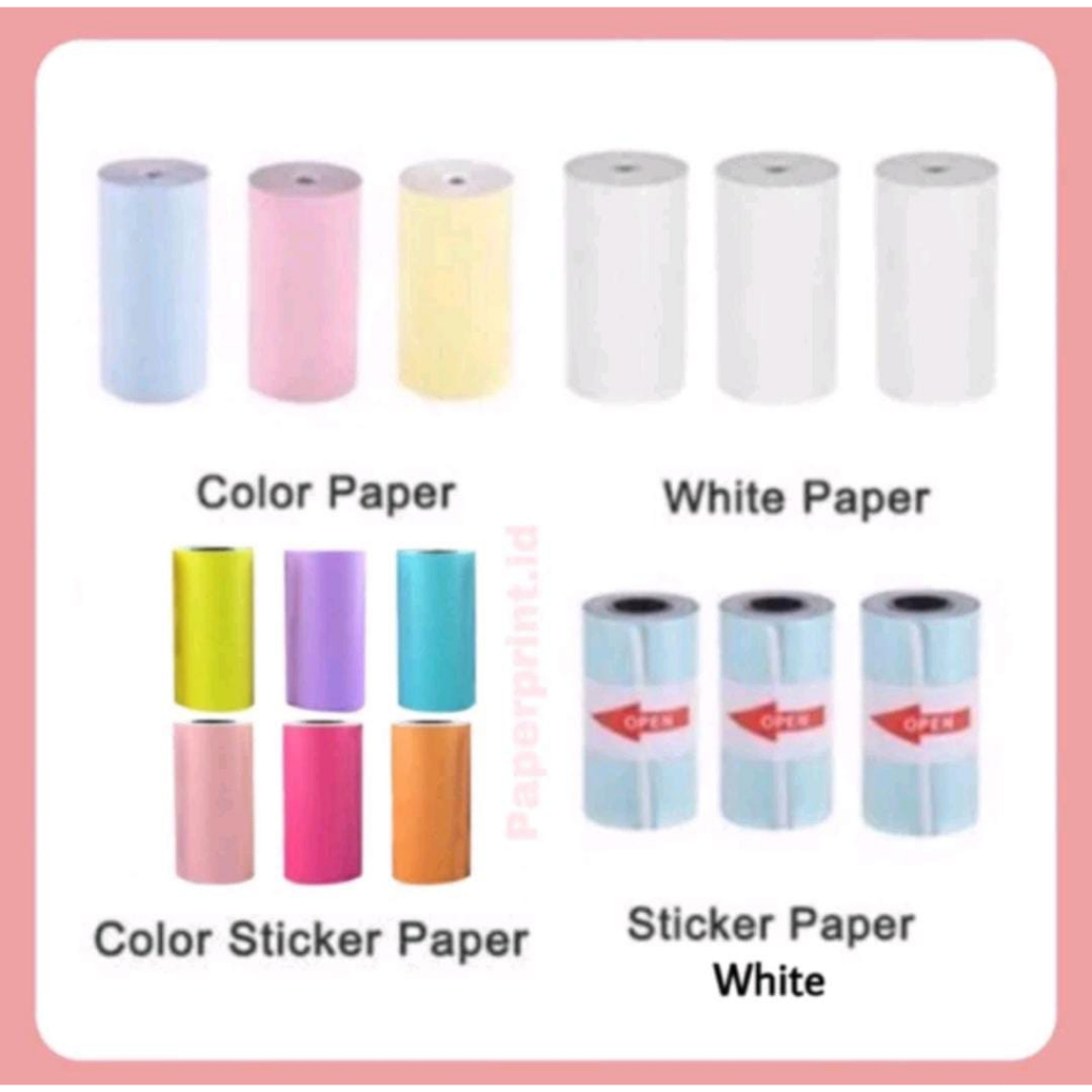 

KERTAS STICKER THERMAL 57mm White Colour Peripage Paperang Panda EDC