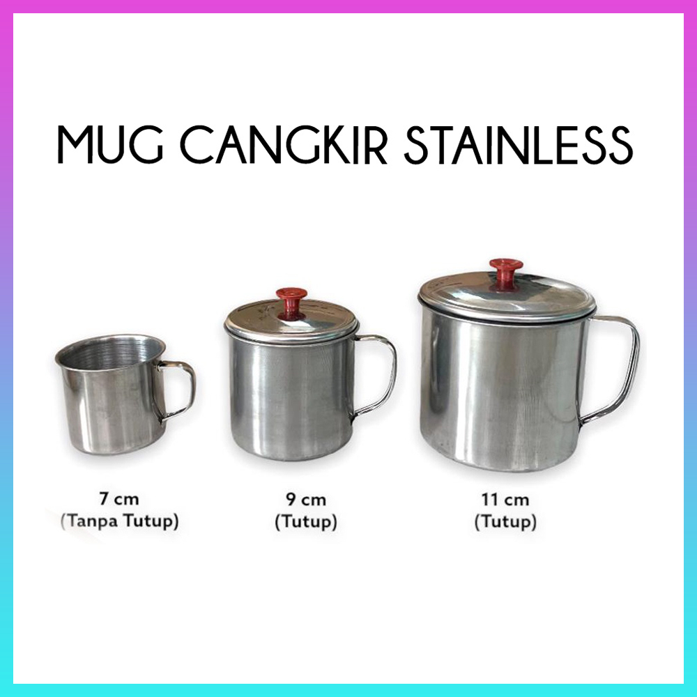 MUG STAINLESS || Mug Gelas Cangkir Mini Stainless Steel 7cm / 9cm / 11cm / Mug Stainless Steel Souve