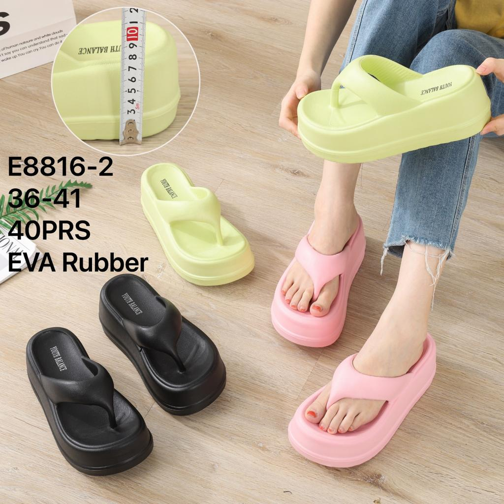 Sandal Jepit Wanita Wedges Hak Tinggi 7 Cm Bahan Karet Import Ringan EVA BALANCE 7628/E8816
