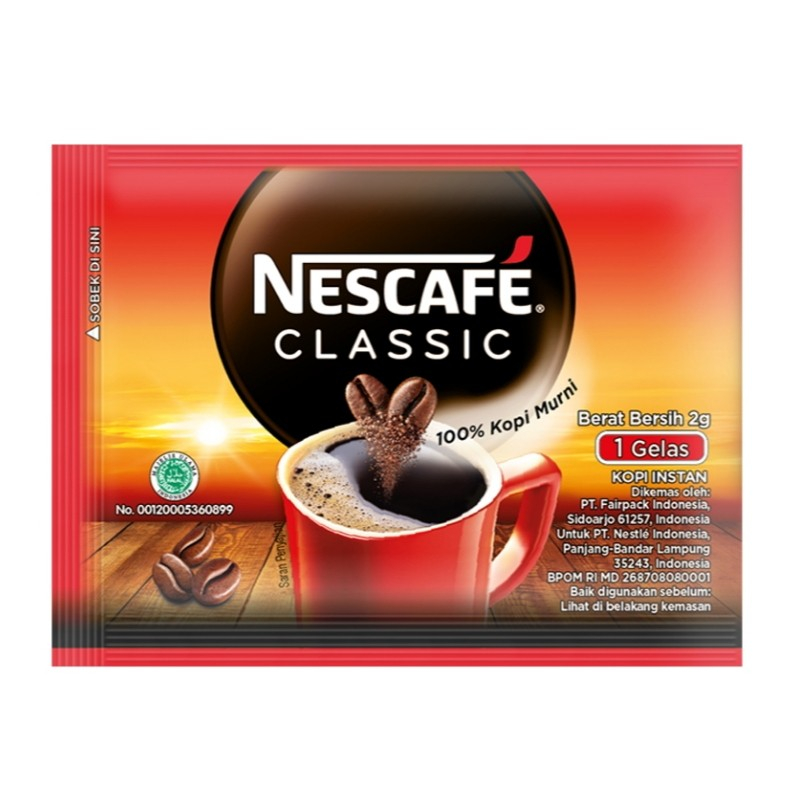 

Kopi NESCAFE Classic Sachet Black Coffee Robusta 2gr Tanpa Ampas Instan Bubuk 2 gr