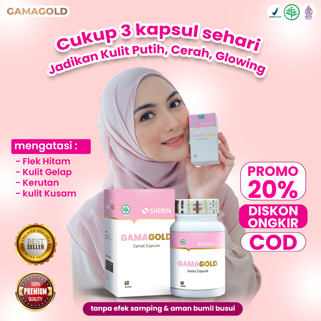 Gamagold - Suplement kecantikan Untuk Mencerahkan Kulit wajah dari dalam | Gamagold membantu mencera