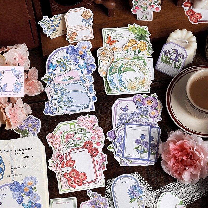 

5 lembar note paper kertas dekorasi jurnal kit scrapbook diary penpal deco lucu bunga