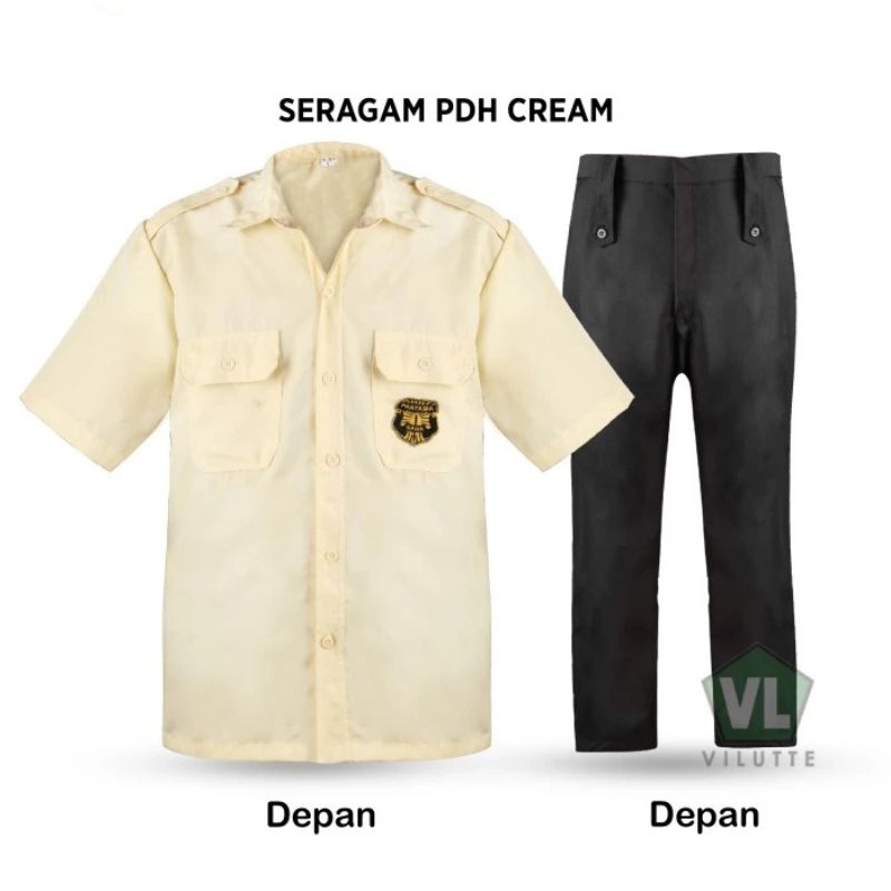 STELAN PDH SATPAM KREM TERBARU BONUS LAMBANG