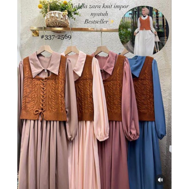 Dress Korean look / Gamis knit / Dress import / Dress Nabila by Yuna fashion