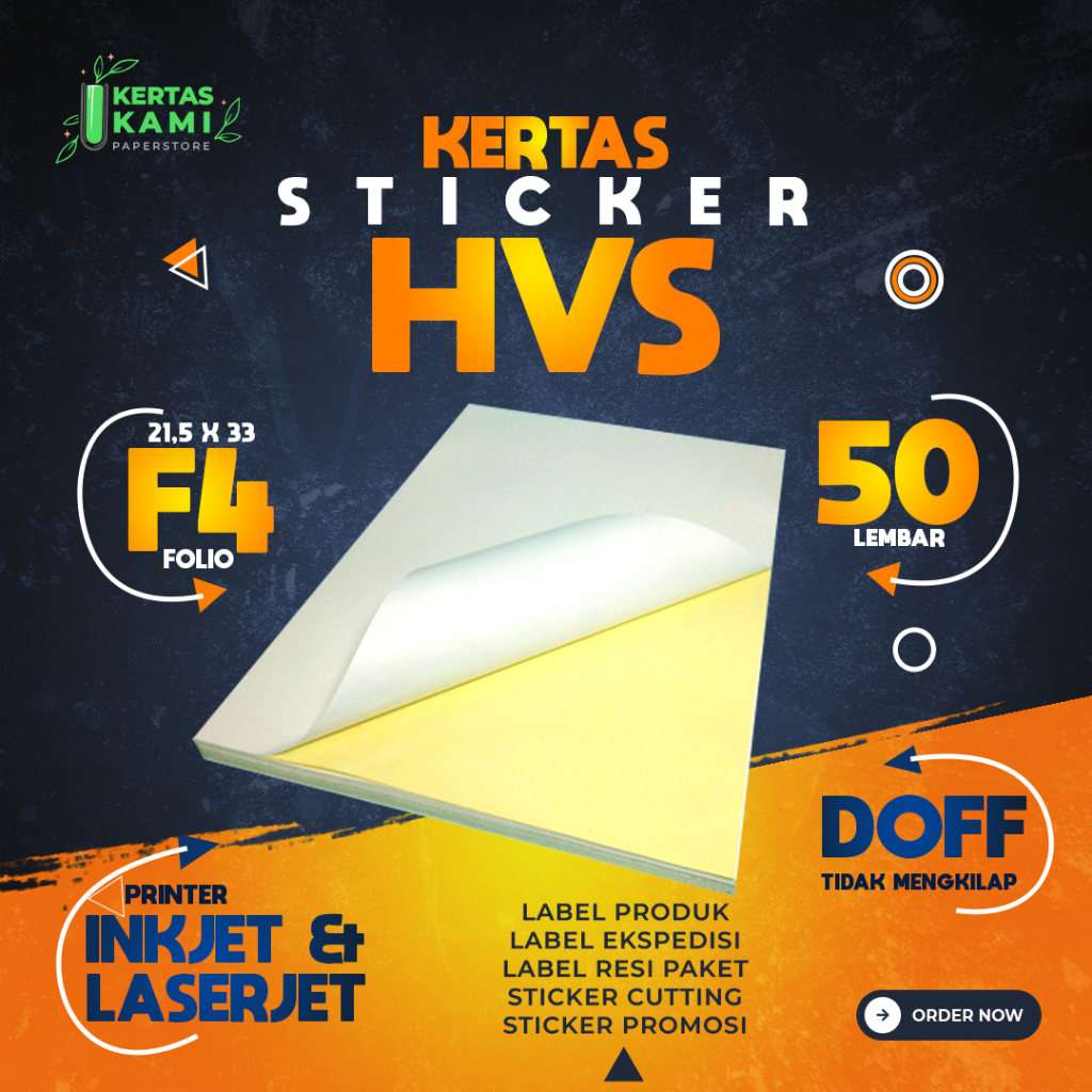 

Stiker HVS Doff FOLIO F4 isi 50 Lembar LINTEC - FOLIO Kertas Sticker HVS Matte Plain 160 gsm ukuran F4 isi 50 lembar Matt Label Resi dan Produk Doff Merk LINTEC JEPANG 160 gram Inkjet Printer