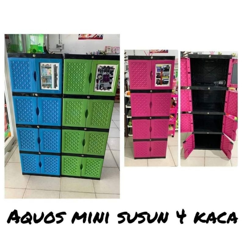 Lemari baju Aquose mini 4 Susun New Kaca