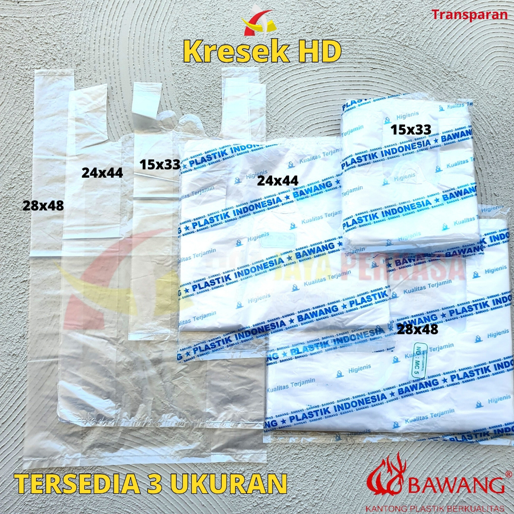 Kantong Kresek Transparan uk 15 24 28 Merk Bawang Garis Biru isi 200gr / Kresek 15x33 24x44 28x48