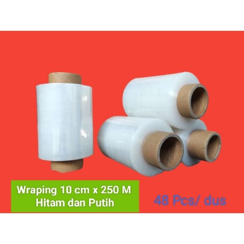 

Plastik Wraping (Stretch film) 10 cm x 250 Mtr Warna Hitam dan putih