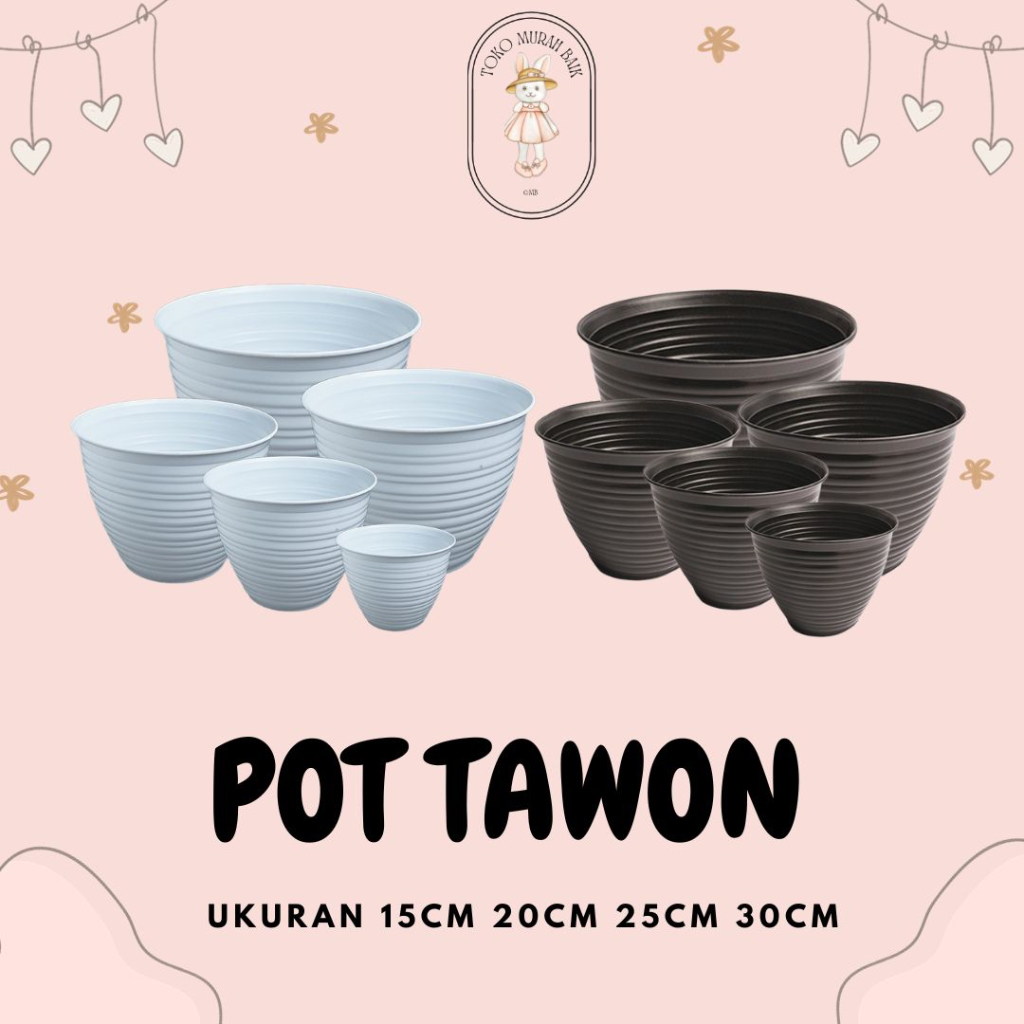 POT TAWON PLASTIK KECIL SEDANG BESAR - POT BUNGA KAKTUS HIAS 10CM 15CM 20CM 25CM 30CM MB OFFICIAL
