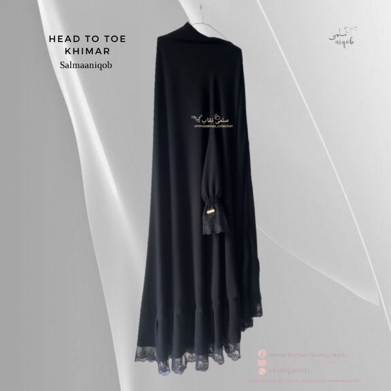 Jilbab Floor Renda Khimar overhead khimar head to toe renda Jetblack salmaaniqob