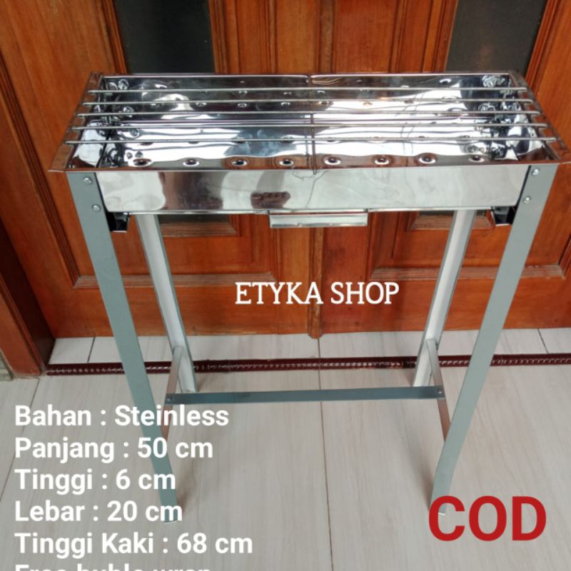 Panggangan Serbaguna Stainless/Galvalum untuk Sate, Ikan, Ayam, BBQ, Jagung, Sosis, Ubi