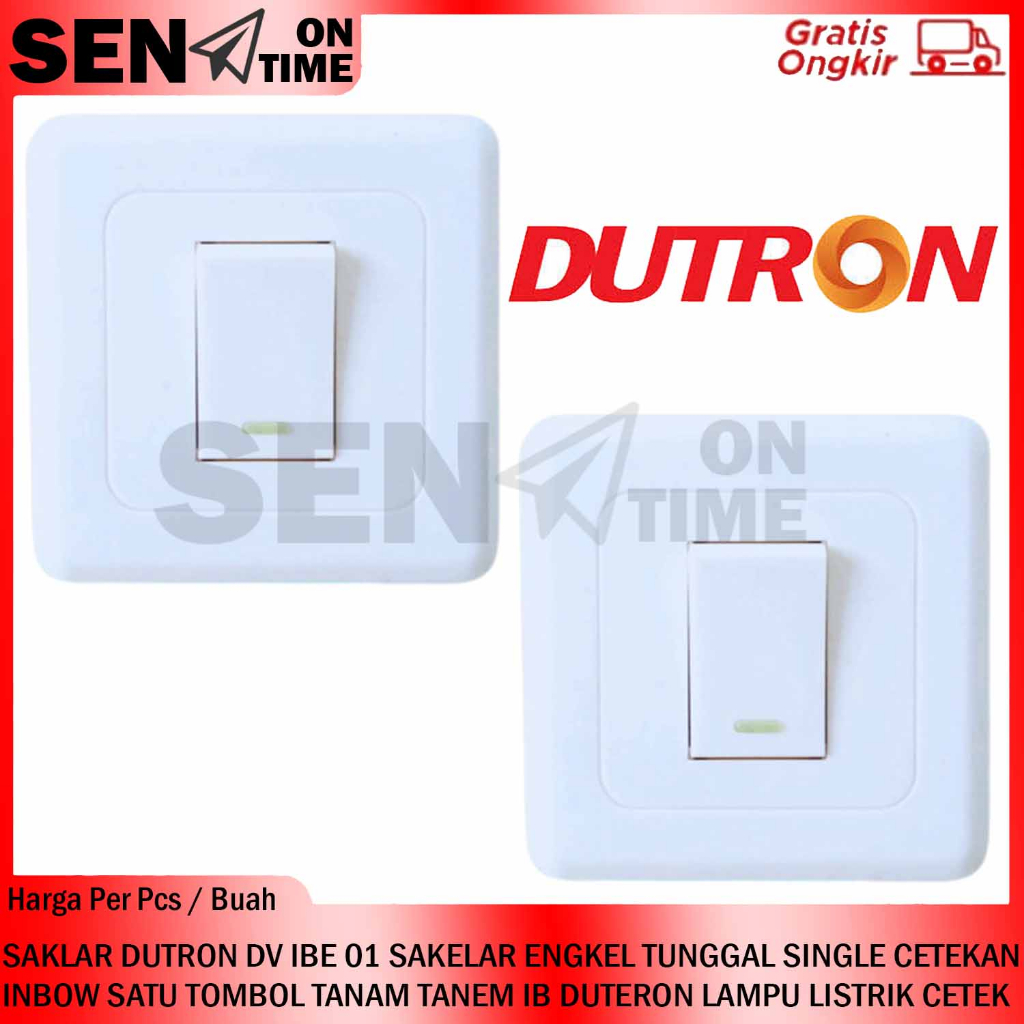 DUTRON DV IBE 01 SAKLAR SAKELAR ENGKEL TUNGGAL SINGLE CETEKAN INBOW SERI SATU TOMBOL TANAM TANEM IB 