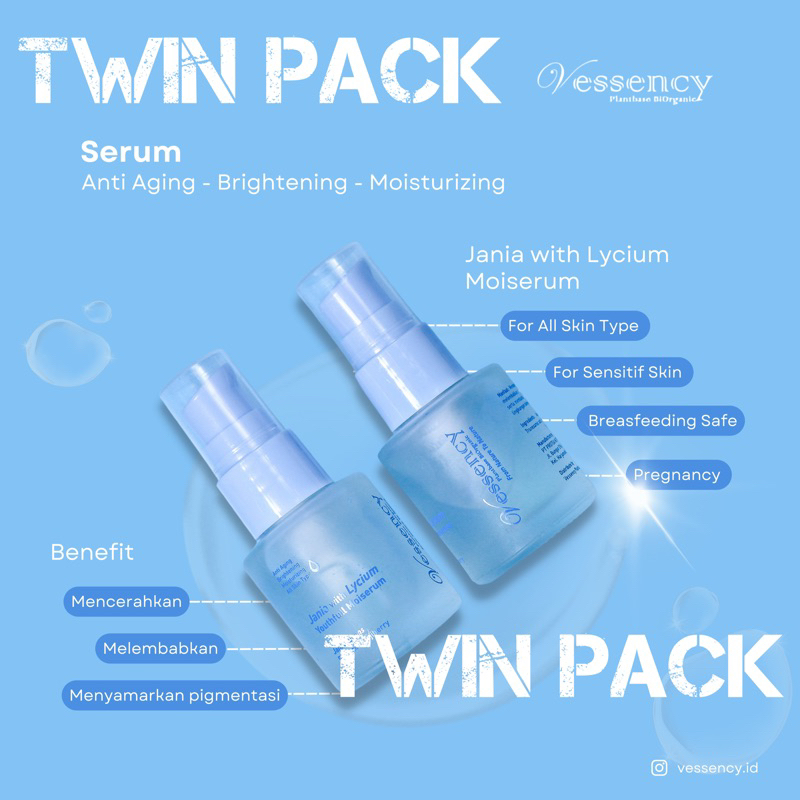TWIN PACK Vessency Jania with Lycium Youthfull Moiserum | Serum Wajah Brightening, Whitening, Antiag