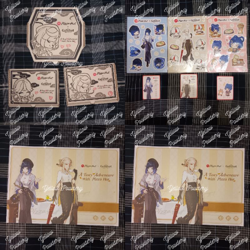 STICKER CARD BOX & TABLE MAT GENSHIN IMPACT PIZZA HUT OFFICIAL PHOTOCARD MERCHANDISE COLLAB MURAH DI