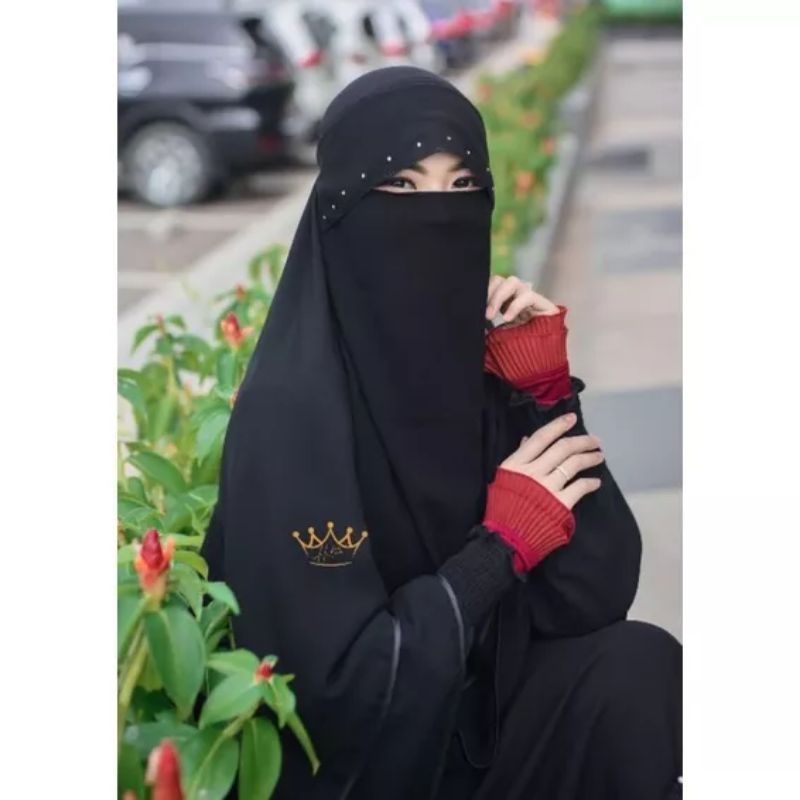 Cadar Niqab Milaya Poni Payet/ Niqab Poni Payet Cadar Tali Poni Hias manik swarovsky/ Niqab Milaya c