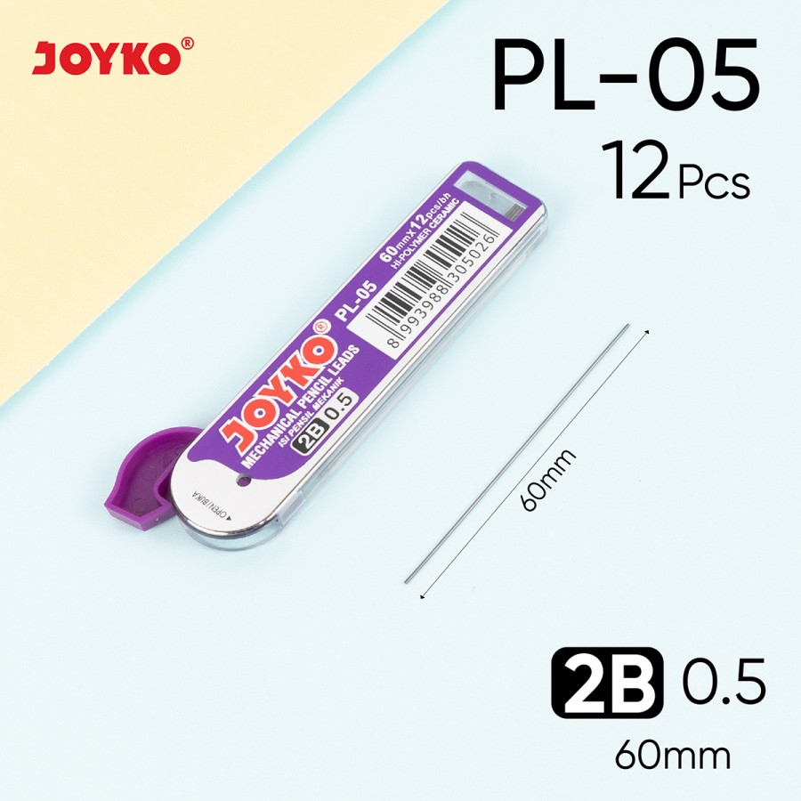

(1 Tube) Gabungan Isi Pensil Mekanik Joyko PL-05 PL-07 2B 0.5mm / Pencil Lead Joyko (1 Tube)
