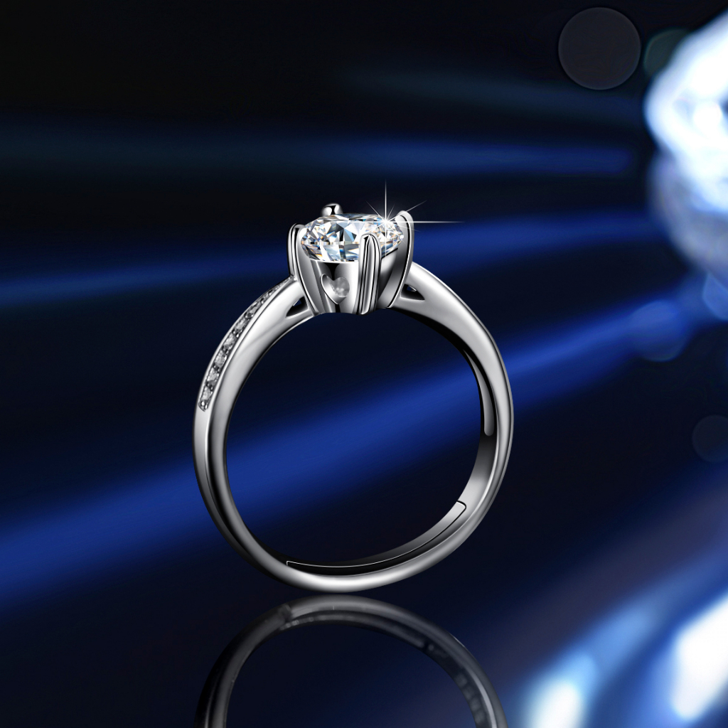 LOVETIA Cincin Moissanite 1.0 Ct 925 Sertifikat GRA BTJZ011