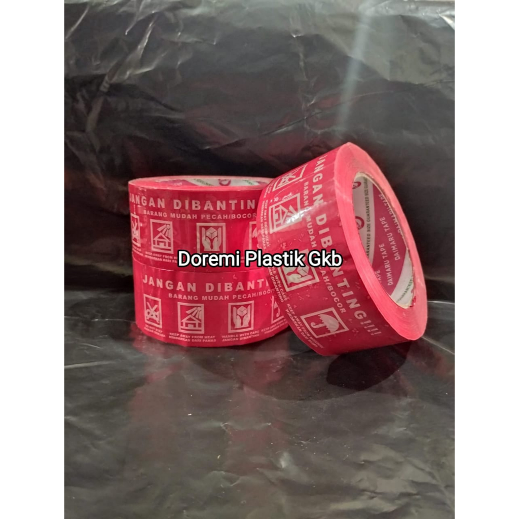 

LAKBAN DAIMARU ISOLASI FRAGILE TULISAN JANGAN DIBANTING MERAH 100 meter Barang mudah pecah