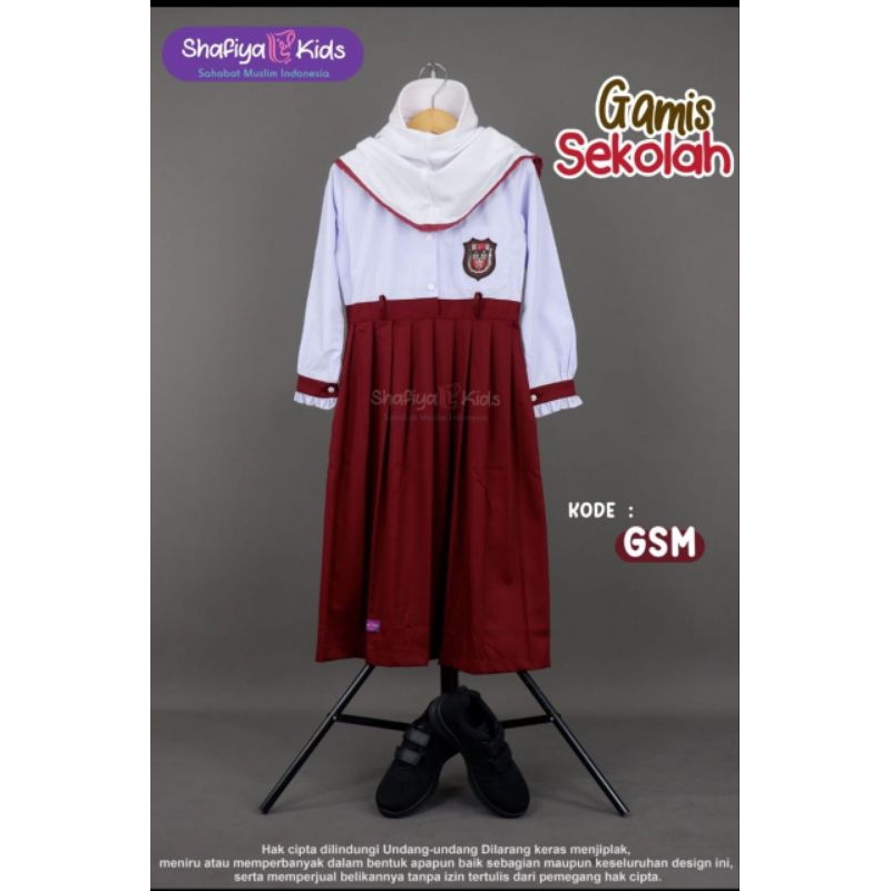 Seragam SD Perempuan Gamis Anak Merah Putih By Shafiya Kids