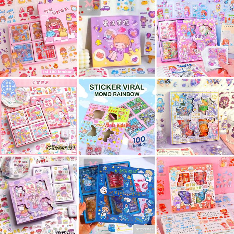 

Vania Kids99 STIKER MOMO RAINBOW MIX WARNA 100pcs STIKER PVC KOREA 2D Waterproof