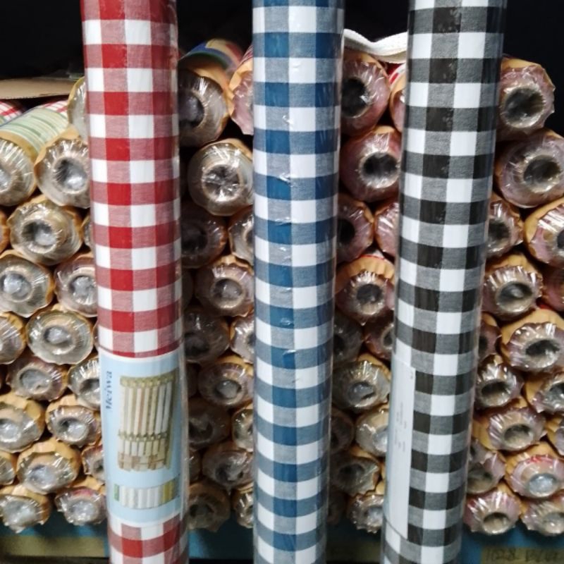 Taplak Meja Makan Motif Kotak Kotak Meteran Plastik Waterproof Anti Air