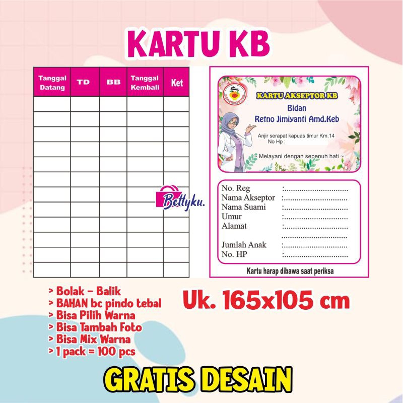 

KARTU AKSEPTOR KB - KARTU KB 2 LIPAT pakai NAMA