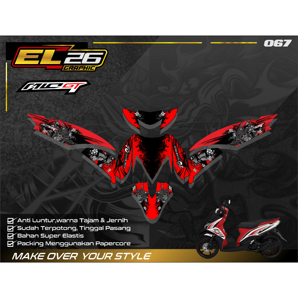 Stiker Striping DECAL Variasi Lis MIO J GT Full Body Desain Racing