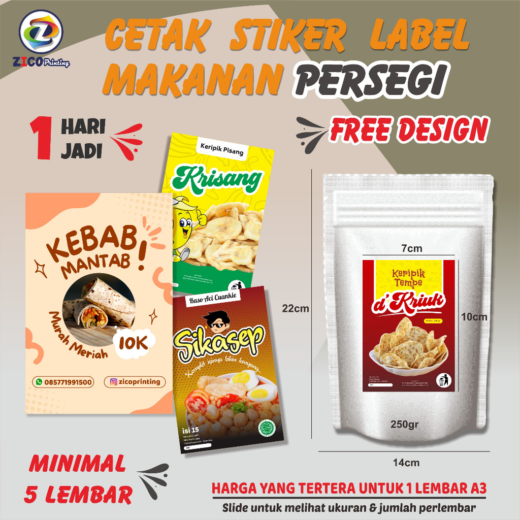

STIKER LABEL MAKANAN CUSTOM/STIKER LABEL PERSEGI
