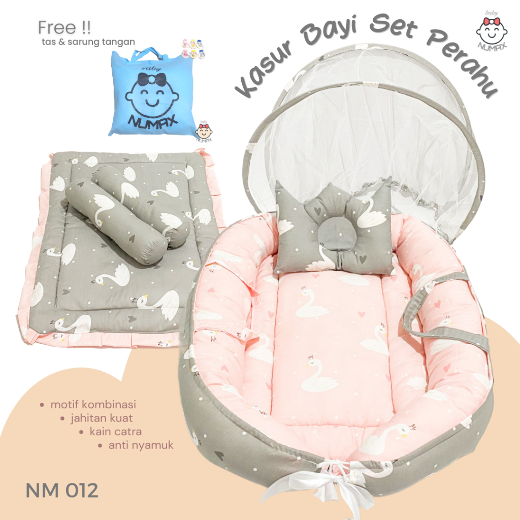 KASUR BAYI MODEL BOAT / KASUR BAYI LIPAT KELAMBU MODEL PERAHU / TEMPAT TIDUR BAYI SET MOTIF BEBEK