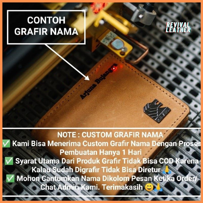 

Reven Leather Tambahan Grafir Nama di Produk Dompet Id Card & Clutch Handbag