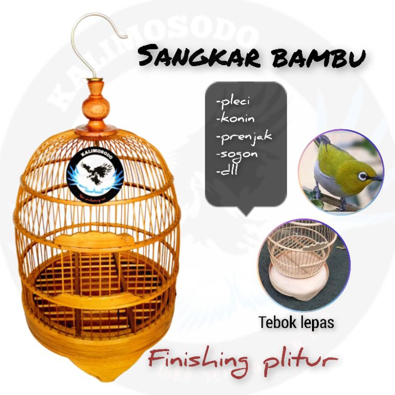 Sangkar pleci full bambu diameter 25 cm