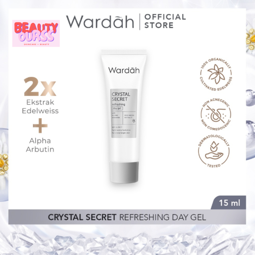 WARDAH Crystal Secret Refreshing Day Gel - Krim Pagi dengan Extract Edelweiss - Pelembab Mencerahkan