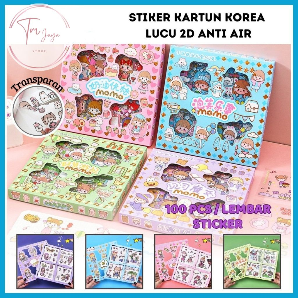 

(100 lembar) Stiker PVC Kilat Dekorasi Banyak Pilihan Kartun Aesthetic Lovely / Sticker Motif Kartun 2D Isi 100 Lembar Anti Air / Stiker Tempelan Hiasan Botol Minum Hias Buku Diary Scarpbook Case HP