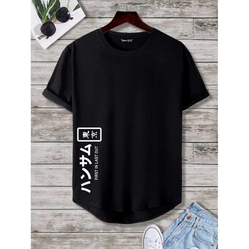 KAOS DISTRO Black Mandarin T-shirt Pria Wanita DTF