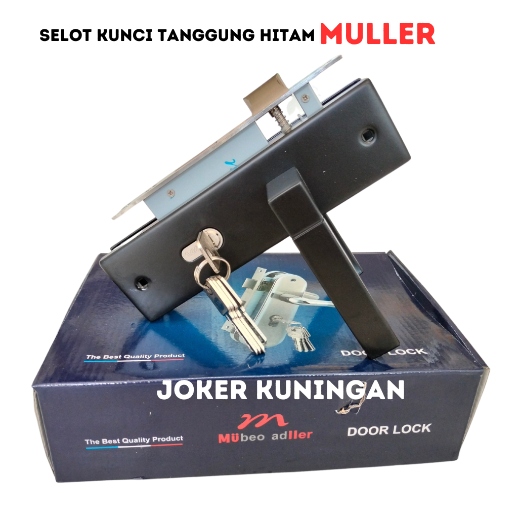 KUNCI TANGGUNG MULLER HITAM / KUNCI PINTU MULLER FULL SET LENGKAP MURAH / HANDLE PINTU RUMAH KOMPLIT