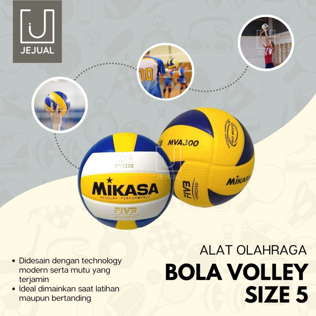BOLA VOLLEY MIKASA Size 5 MV2200 MVA300 Kuning Biru Putih Voli/Voly/Volly Ball