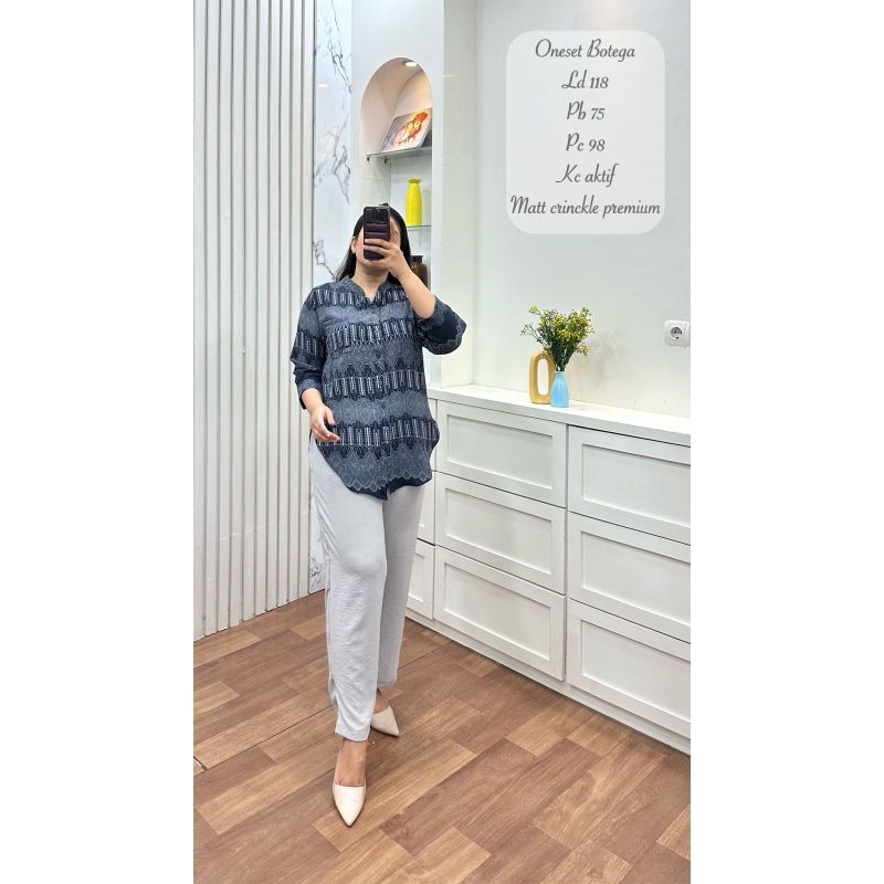 Setelan Wanita Crinkle  Motif Kekinian